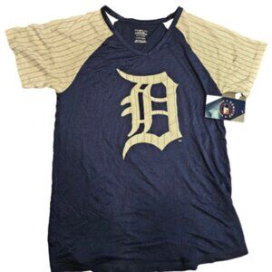 New Girls L 10/12 MLB Detroit Tigers Large shirt top blue wht New tags